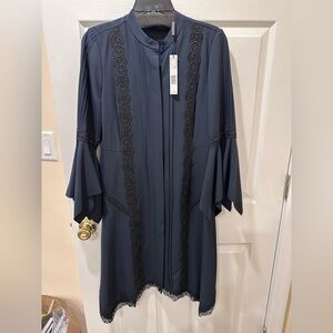 Elie Tahari navy with black lace dress